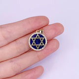 Lapis Lazuli Compass Star Of David Moon Zircon Necklace Pendant