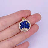 Lapis Lazuli Compass Star Of David Moon Zircon Necklace Pendant
