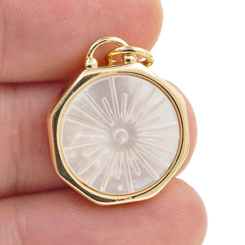 Round Shell Pendant Plated Freshwater Pearl Noble Jewelry Making Women Necklace