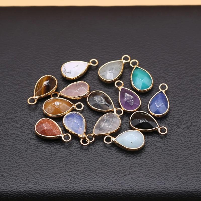 5pcs Natural Agates Pendant Mix Colorful Stone Charms for DIY Jewelry