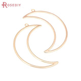 6PCS 50x36MM 18K Brass Moon Charms Pendants Jewelry DIY Findings