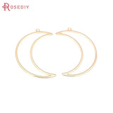 6PCS 50x36MM 18K Brass Moon Charms Pendants Jewelry DIY Findings