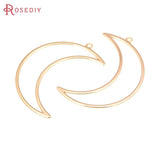 6PCS 50x36MM 18K Brass Moon Charms Pendants Jewelry DIY Findings