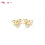 24K Brass Zircon Heart Charms Pendants Jewelry Making Supplies