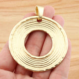 1Pc Boho Hollow Open Round Charms Pendants for DIY Necklace Making 68x58mm
