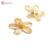 6PCS 18K Brass Flower Charms Pendants Jewelry Making Supplies