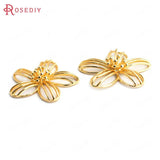 6PCS 18K Brass Flower Charms Pendants Jewelry Making Supplies