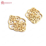 6PCS 18K Brass Curled Pattern Connect Charms Pendants DIY Jewelry Making