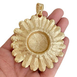 Large Sunflower Flower Antique Charms Pendant for Jewelry Making