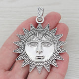 Large Sunflower Flower Antique Charms Pendant for Jewelry Making