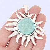 Large Sunflower Flower Antique Charms Pendant for Jewelry Making