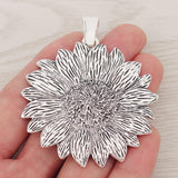 Large Sunflower Flower Antique Charms Pendant for Jewelry Making