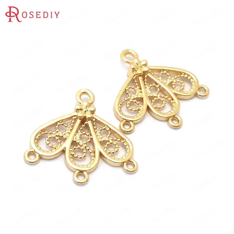 10PCS 19x20MM 24K Brass 4 Holes Connect Charms Pendants Jewelry Making