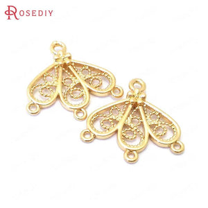 10PCS 19x20MM 24K Brass 4 Holes Connect Charms Pendants Jewelry Making