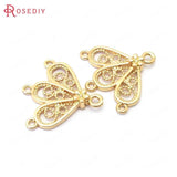 10PCS 19x20MM 24K Brass 4 Holes Connect Charms Pendants Jewelry Making