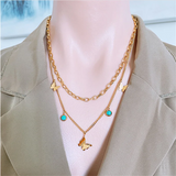 316L Steel Eye Butterfly Tree Charm Choker Necklace for Women