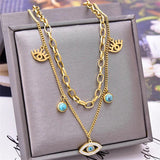 316L Steel Eye Butterfly Tree Charm Choker Necklace for Women