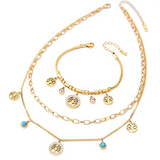 316L Steel Eye Butterfly Tree Charm Choker Necklace for Women
