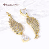 Angel Wings Charms Necklace 18K Thin Chain Water Drop Pendants Jewelry