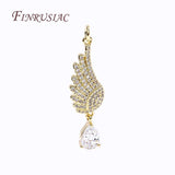 Angel Wings Charms Necklace 18K Thin Chain Water Drop Pendants Jewelry