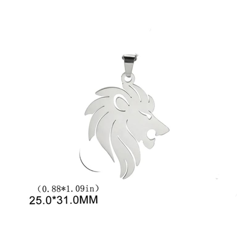 5pcs Lion Pendant for Necklace Stainless Steel Charms DIY Jewelry Making
