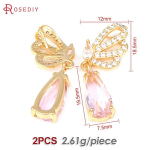 2PCS Brass Butterfly Drop Shape Charms Pendants DIY Jewelry Making