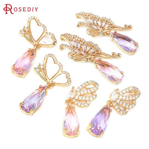 2PCS Brass Butterfly Drop Shape Charms Pendants DIY Jewelry Making