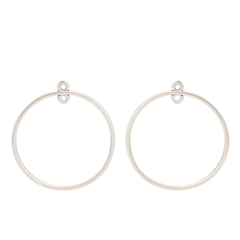 10 Tibetan Silver Large Circle Charms 39x39mm