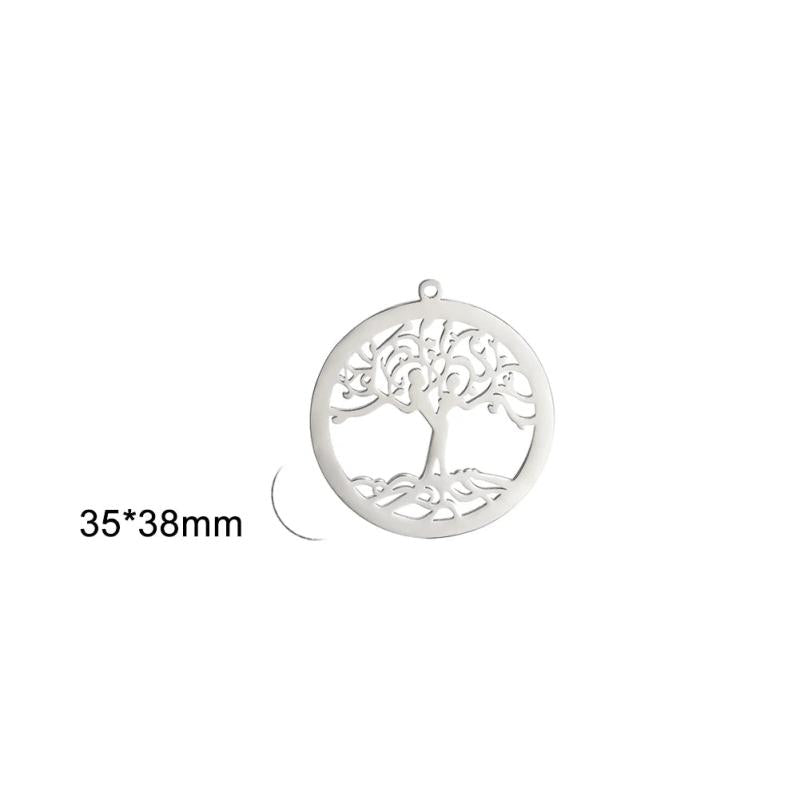 5pcs Tree of Life Pendant Stainless Steel Necklace Charms Vintage Jewelry