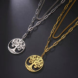 5pcs Tree of Life Pendant Stainless Steel Necklace Charms Vintage Jewelry
