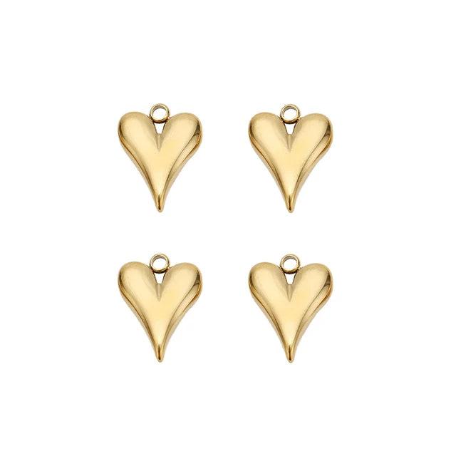 5pcs Stainless Steel Hearts Pendant Charms DIY Jewelry Accessories