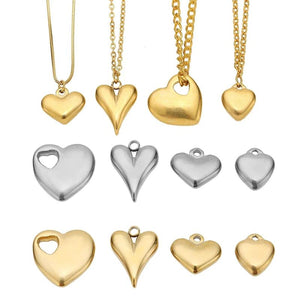 5pcs Stainless Steel Hearts Pendant Charms DIY Jewelry Accessories
