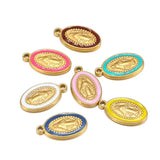 5pcs Enamel Jesus Oval Charms Pendants for DIY Jewelry Making