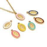 5pcs Enamel Jesus Oval Charms Pendants for DIY Jewelry Making