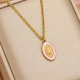 5pcs Enamel Jesus Oval Charms Pendants for DIY Jewelry Making