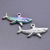 10pcs Rainbow Shark Charm Stainless Steel Pendant Necklace Jewelry Supplies