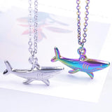 10pcs Rainbow Shark Charm Stainless Steel Pendant Necklace Jewelry Supplies