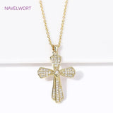 18K Cross Necklace Choker Zircon Inlaid Women Girls Jewelry