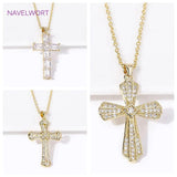 18K Cross Necklace Choker Zircon Inlaid Women Girls Jewelry