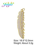 Micro Pave Zircon Feather Charm Pendants for Jewelry Making