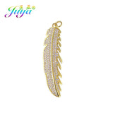 Micro Pave Zircon Feather Charm Pendants for Jewelry Making