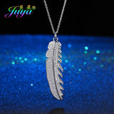 Micro Pave Zircon Feather Charm Pendants for Jewelry Making