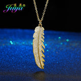 Micro Pave Zircon Feather Charm Pendants for Jewelry Making