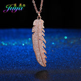 Micro Pave Zircon Feather Charm Pendants for Jewelry Making