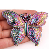 5Pcs Big Butterfly Charms Alloy Pendants Rainbow Keychain Jewelry Bulk