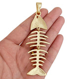2 Large Fish Bone Skeleton Matt Charms Pendants for Necklace Making