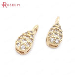 10PCS 4.5x10MM Champagne Brass Zircon Charms Pendants