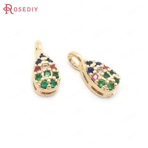 10PCS 4.5x10MM Champagne Brass Zircon Charms Pendants