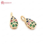 10PCS 4.5x10MM Champagne Brass Zircon Charms Pendants