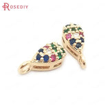 10PCS 4.5x10MM Champagne Brass Zircon Charms Pendants